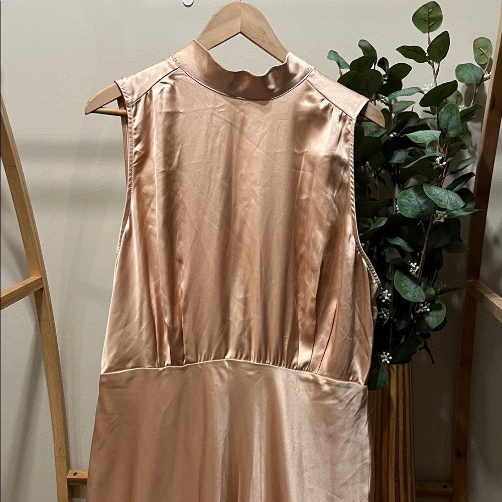 Lulu's Blush Satin Maxi Dress - Picture 2 of 6